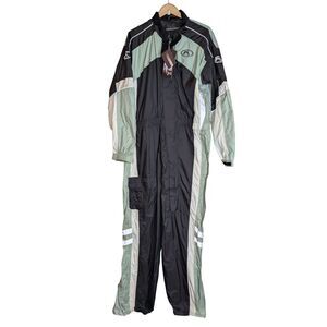 Fieldsheer Sugo Max 1 Piece Motorcycle Rain Suit Size 2XL Black Silver Reflector